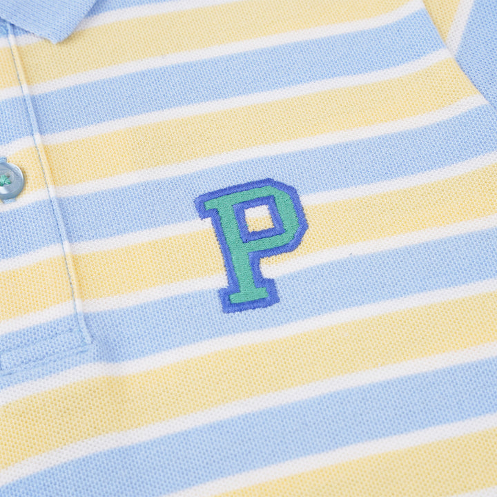 Poney Boys Light Blue Yard Dye Stripe Short Sleeve Polo