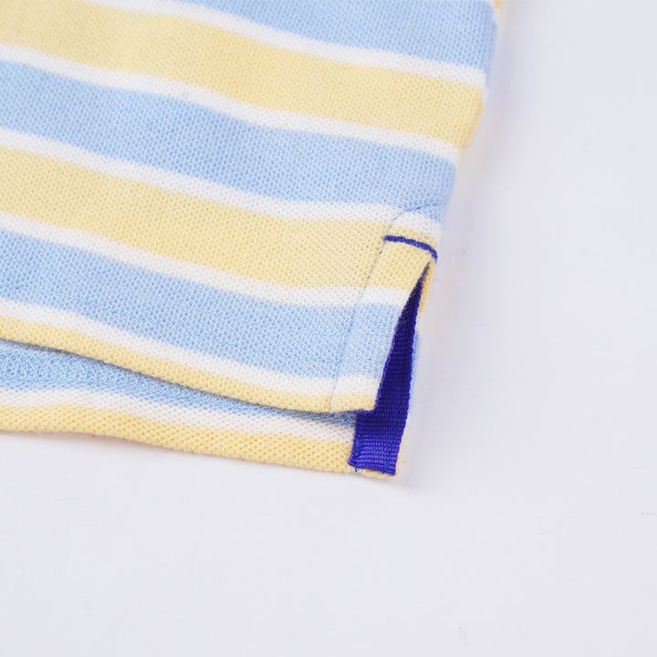 Poney Boys Light Blue Yard Dye Stripe Short Sleeve Polo