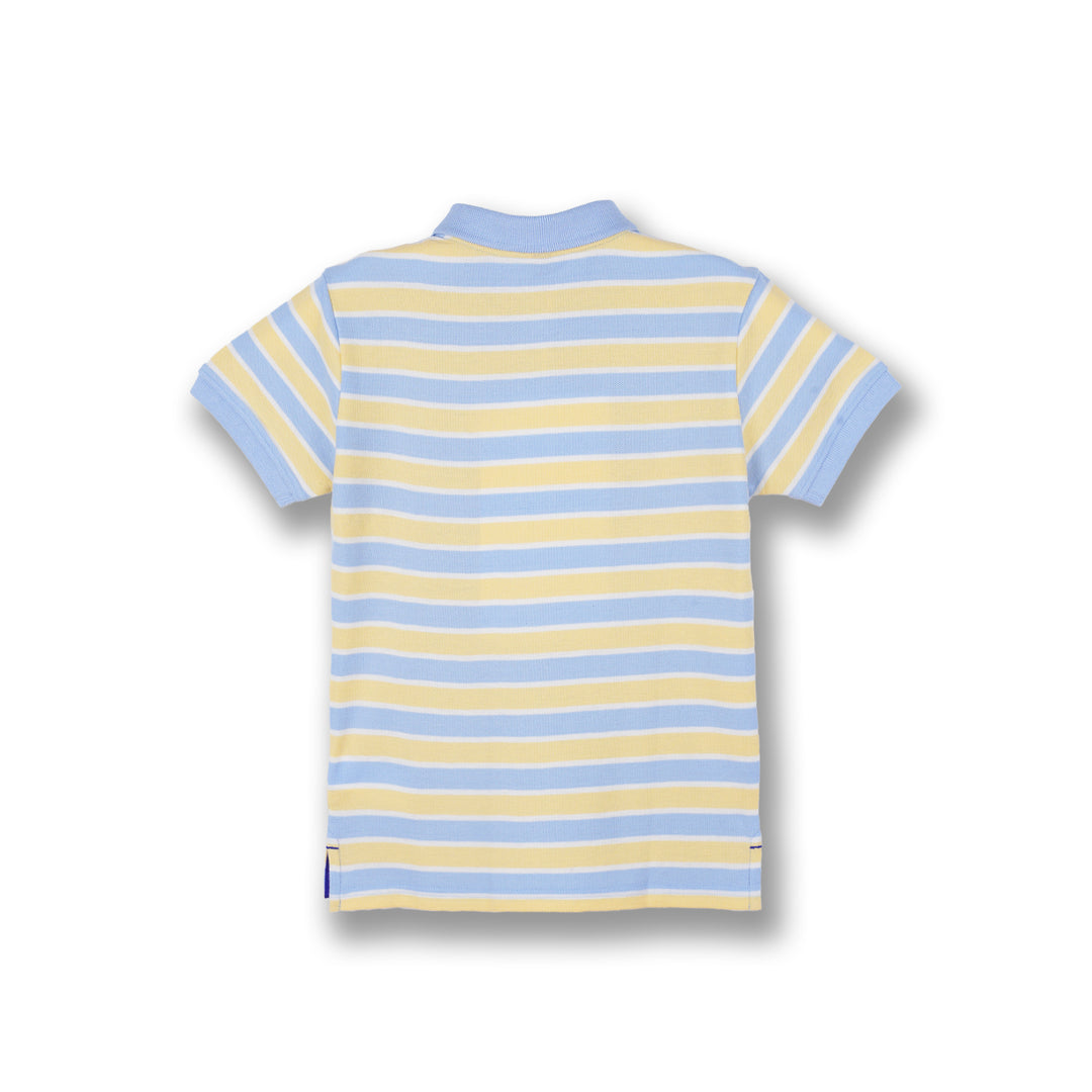 Poney Boys Light Blue Yard Dye Stripe Short Sleeve Polo