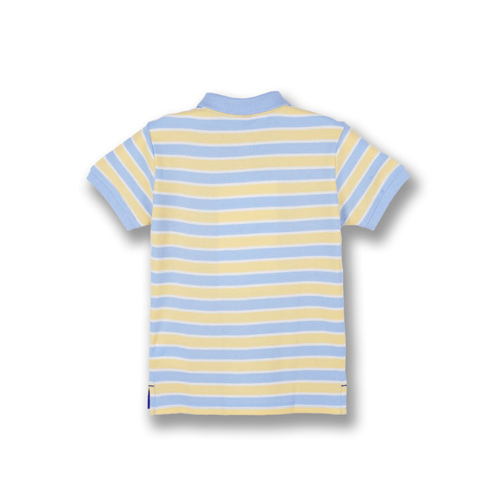 Poney Boys Light Blue Yard Dye Stripe Short Sleeve Polo