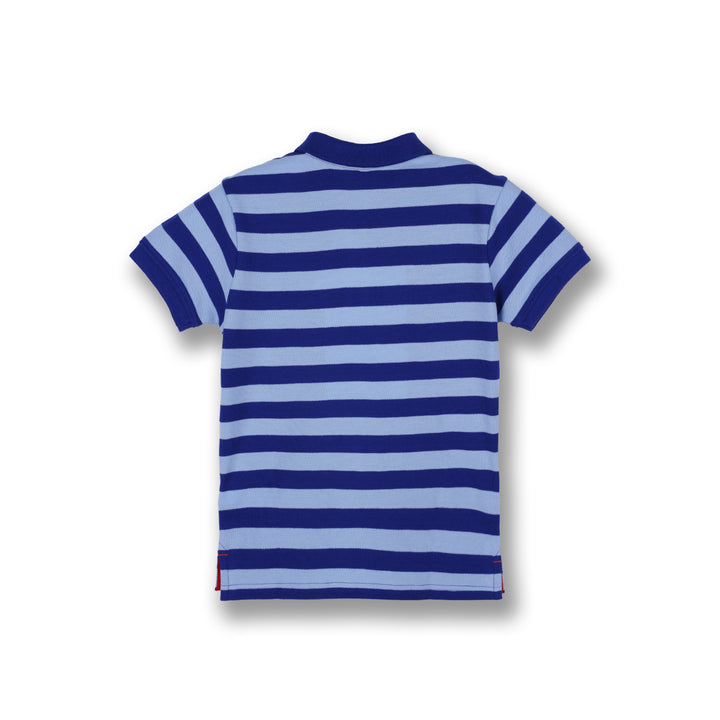Poney Boys Blue Yard Dye Stripe Short Sleeve Polo