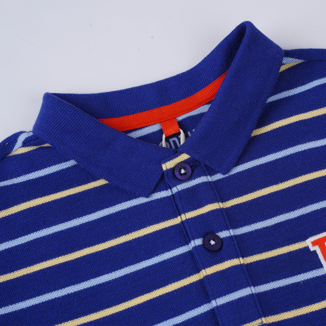 Poney Boys Navy Yard Dye Stripe Short Sleeve Polo