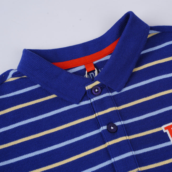 Poney Boys Navy Yard Dye Stripe Short Sleeve Polo