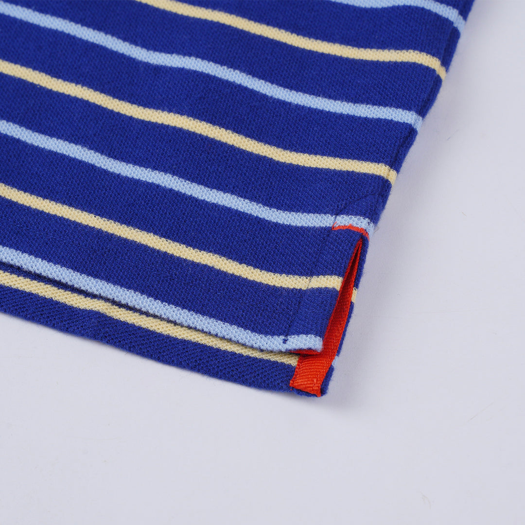 Poney Boys Navy Yard Dye Stripe Short Sleeve Polo