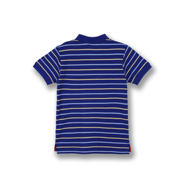 Poney Boys Navy Yard Dye Stripe Short Sleeve Polo