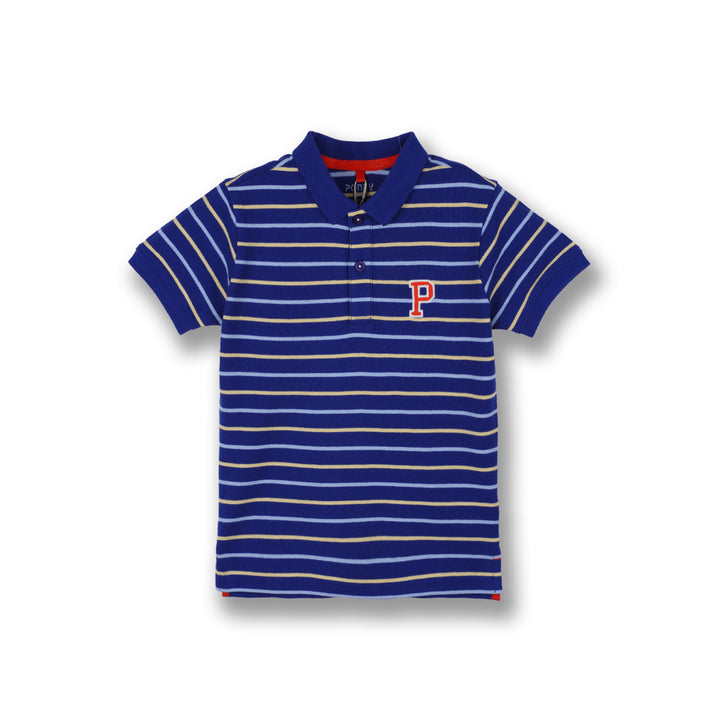 Poney Boys Navy Yard Dye Stripe Short Sleeve Polo