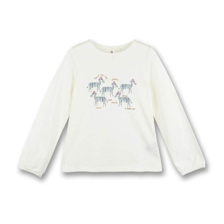 Poney Girls Cream Zebras Long Sleeve Tee