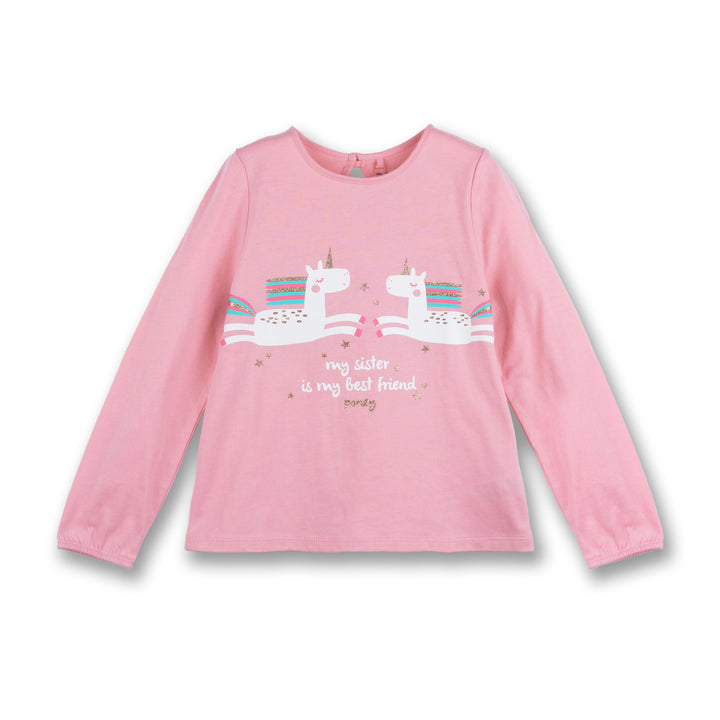 Poney Girls Pink Best Friends Unicorns Long Sleeve Tee