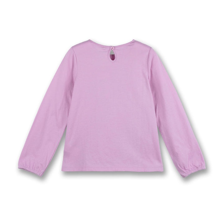 Poney Girls Light Purple Flowery Cat Long Sleeve Tee
