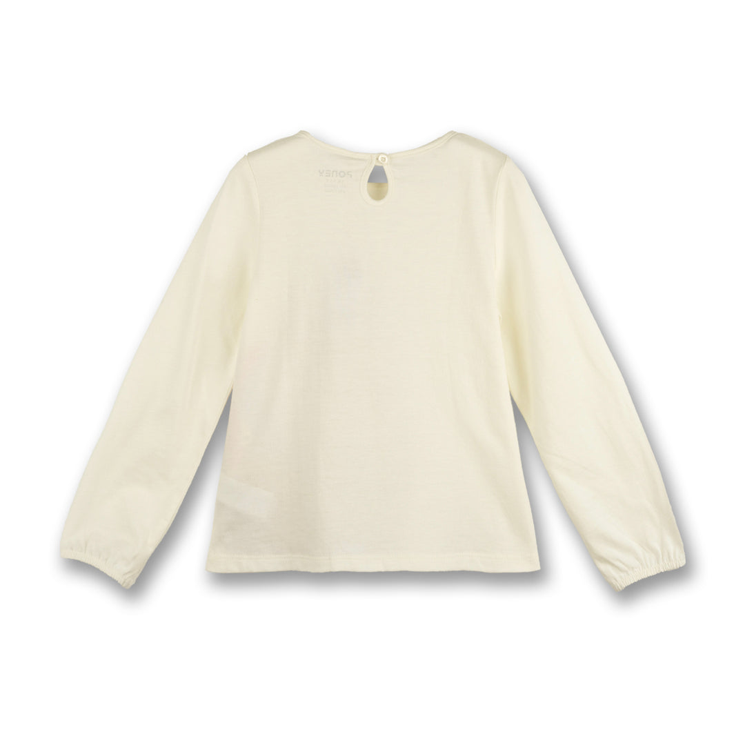Poney Girls Cream Party Unicorn Long Sleeve Tee
