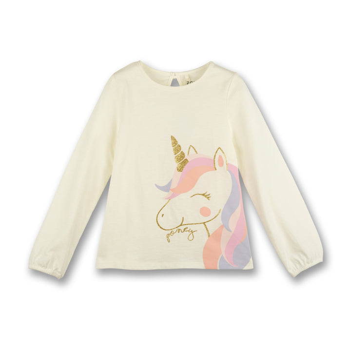 Poney Girls Cream Party Unicorn Long Sleeve Tee