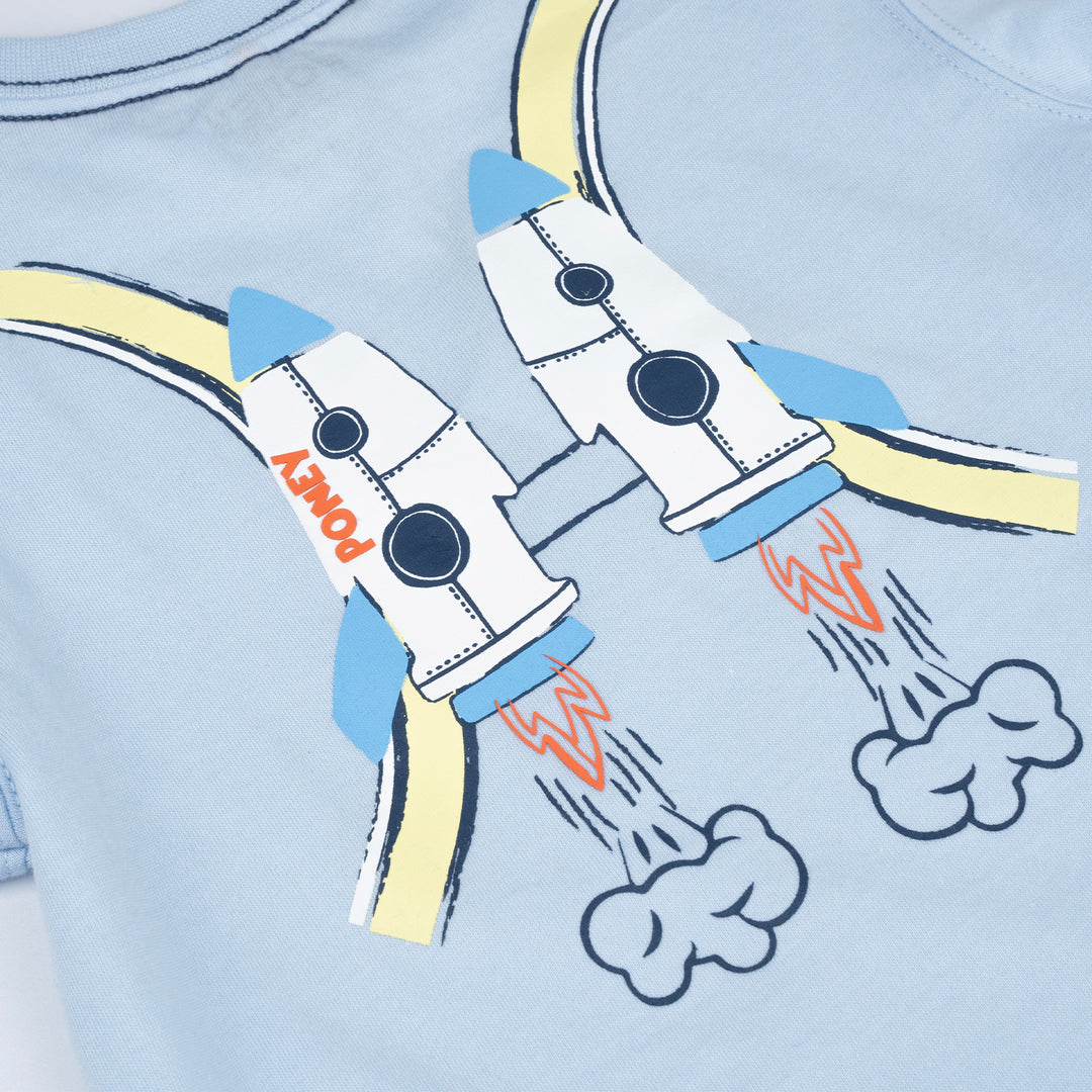Poney Boys Light Blue Adventuresome Rocket Short Sleeve Tee