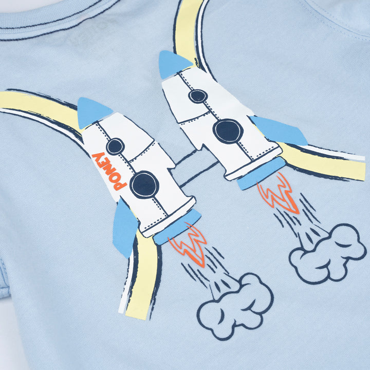 Poney Boys Light Blue Adventuresome Rocket Short Sleeve Tee