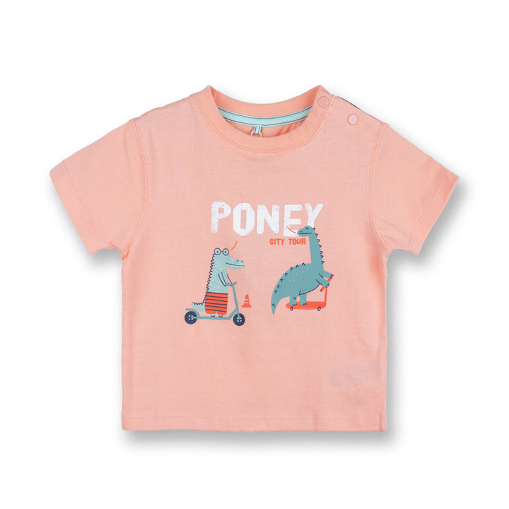Poney Boys Light Orange Cutey Dino in Town Short Sleeve Tee