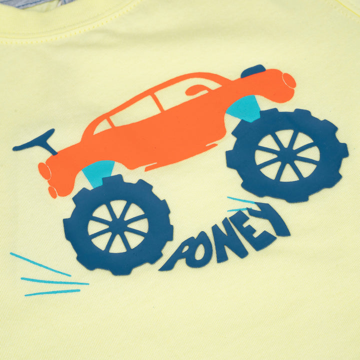 Poney Boys Light Yellow Big Wheel Poney Short Sleeve Tee