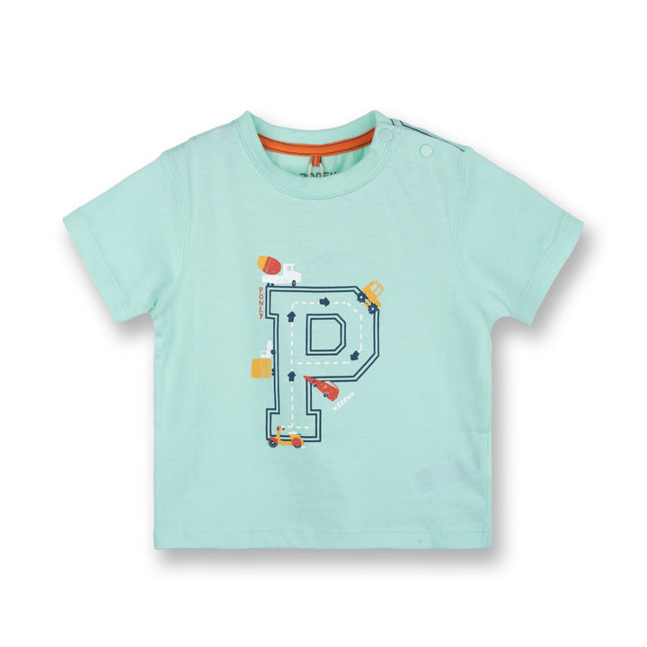 Poney Boys Light Green Excavation Dino Short Sleeve Tee