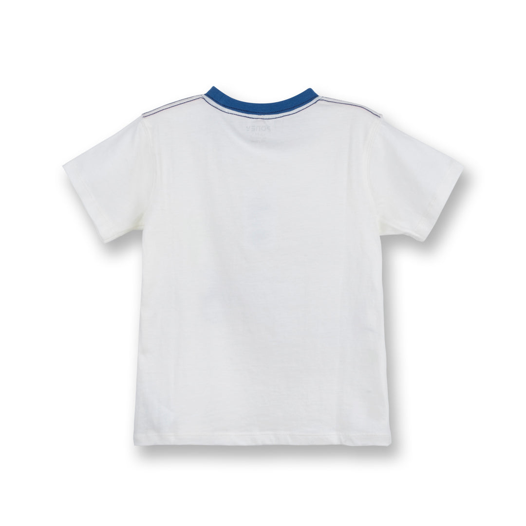 Poney Boys White Triceratops on the Skate Short Sleeve Tee