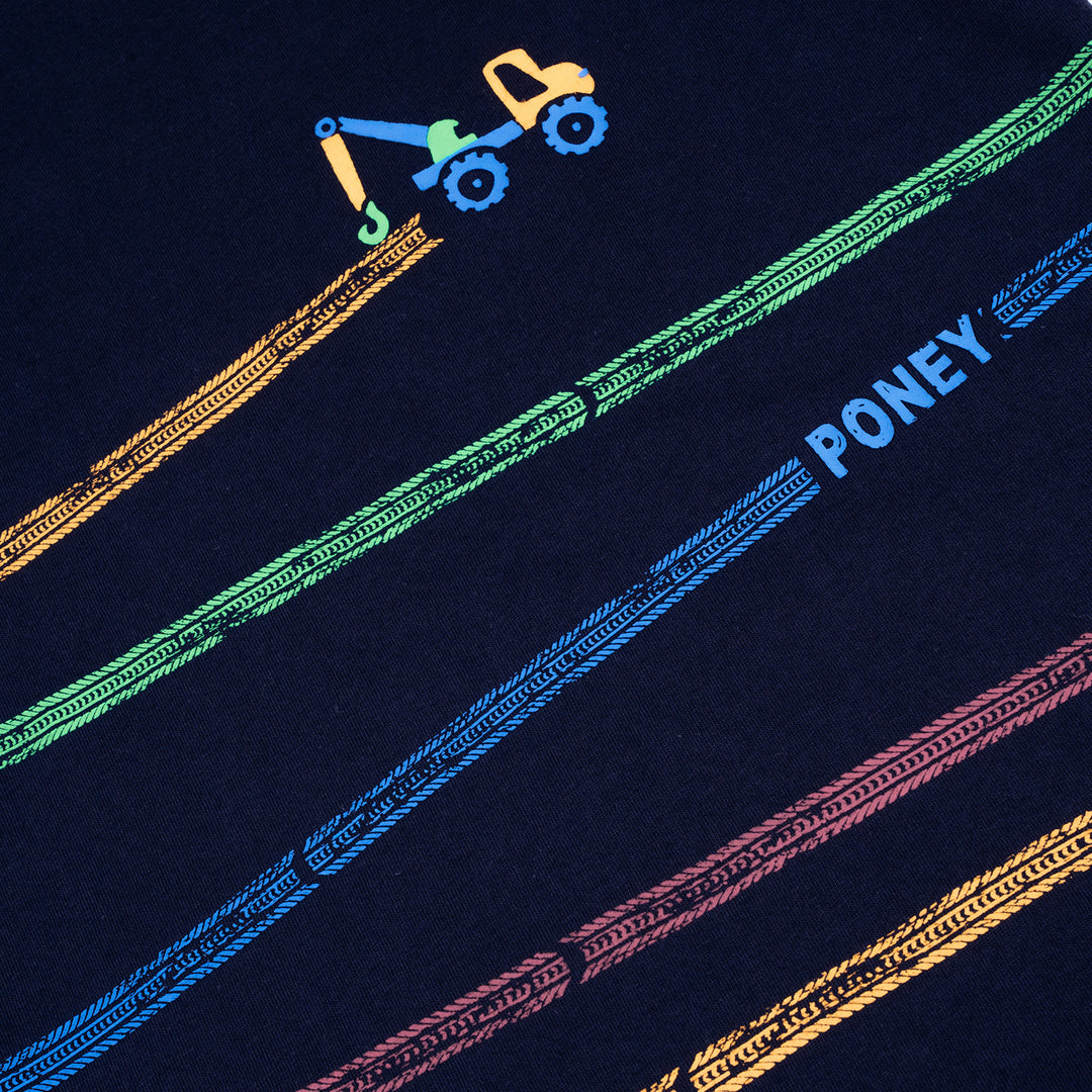 Poney Boys Navy Tow Truck Track Short Sleeve Tee