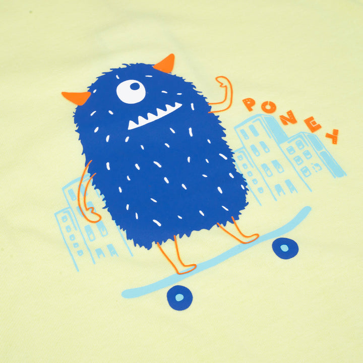 Poney Boys Light Yellow Monster Round the Town Short Sleeve Tee