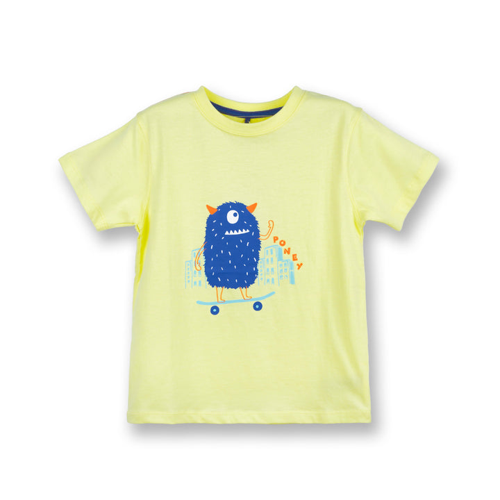 Poney Boys Light Yellow Monster Round the Town Short Sleeve Tee