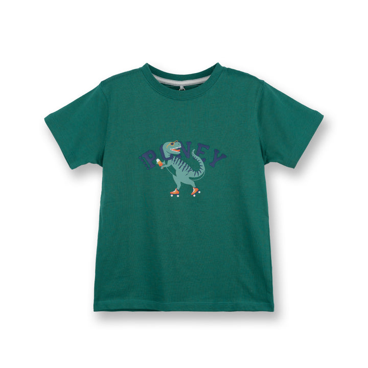 Poney Boys Green Rolly Poney Dino Short Sleeve Tee