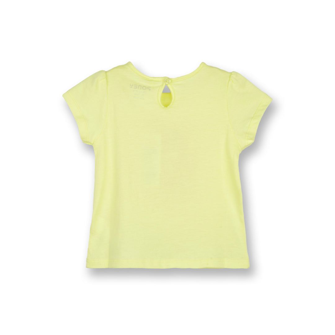 Poney Girls Light Yellow Pawsome Kitty Short Sleeve Tee