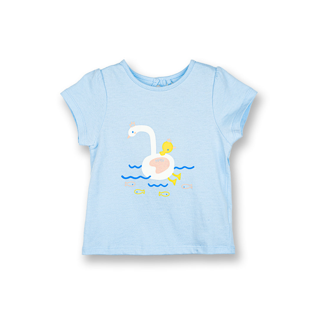 Poney Girls Light Blue Mommy & Baby Duck Short Sleeve Tee