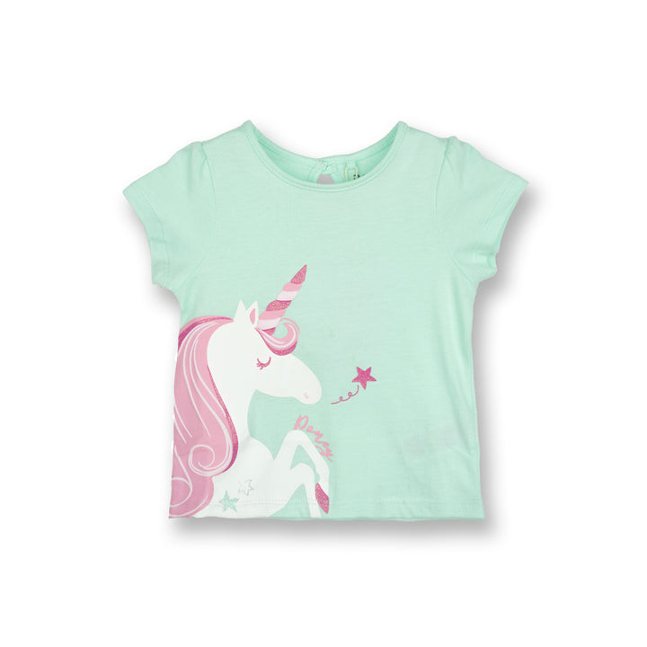 Poney Girls Light Green Fabulousome Unicorn Short Sleeve Tee