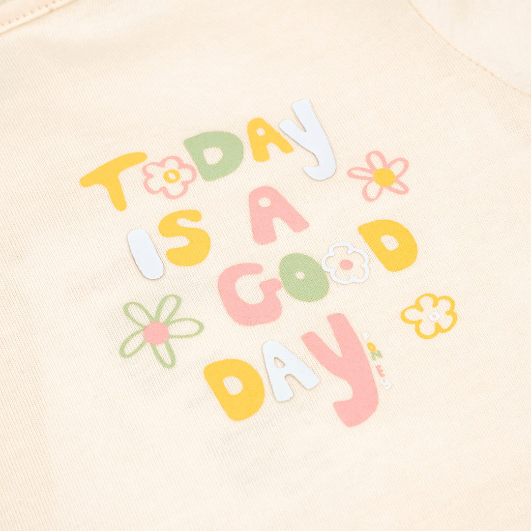 Poney Girls Beige Today Is A Good Day Short Sleeve Tee