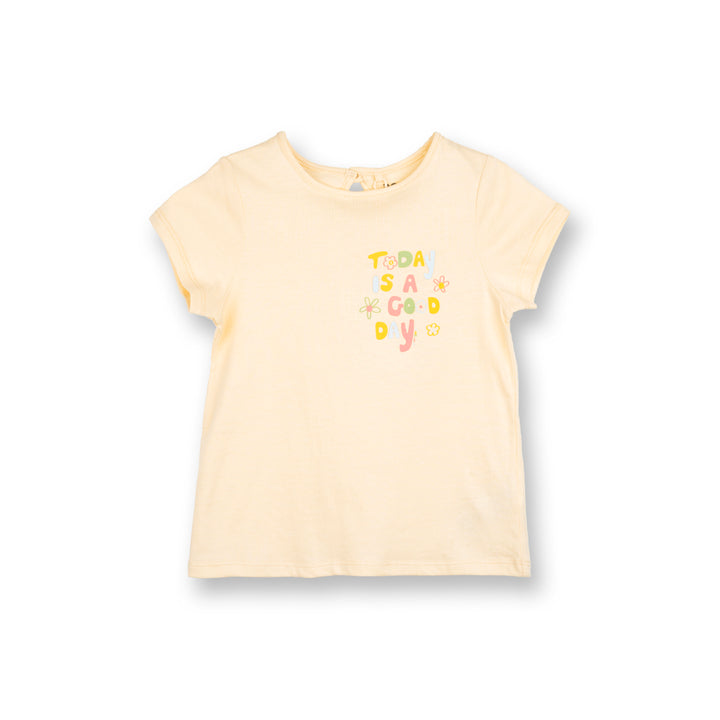 Poney Girls Beige Today Is A Good Day Short Sleeve Tee