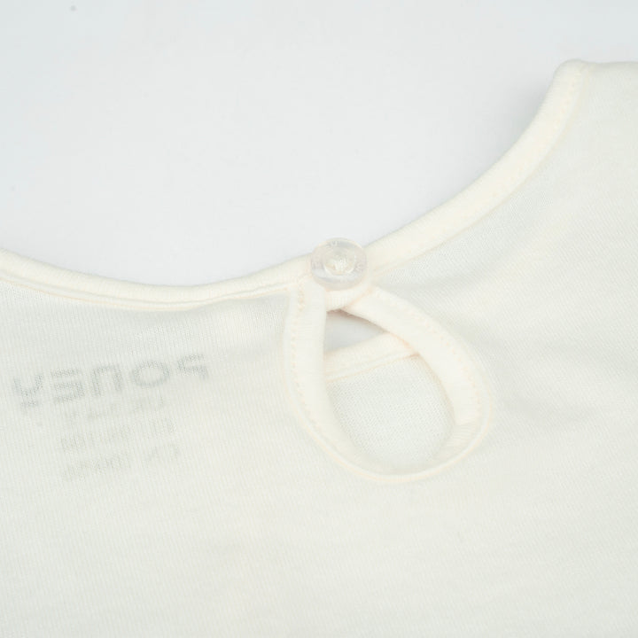 Poney Girls White Bunny in Watering Pot Short Sleeve Tee
