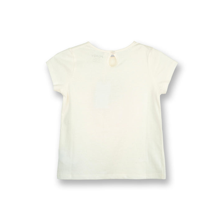 Poney Girls White Bunny in Watering Pot Short Sleeve Tee
