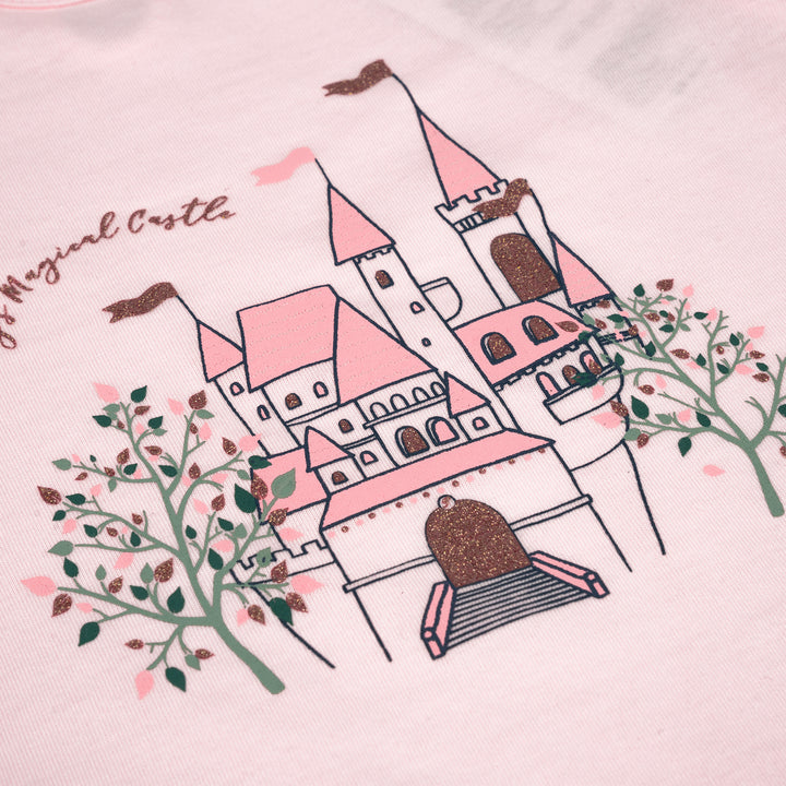 Poney Girls Light Pink Poney's Magical Castle Short Sleeve Tee