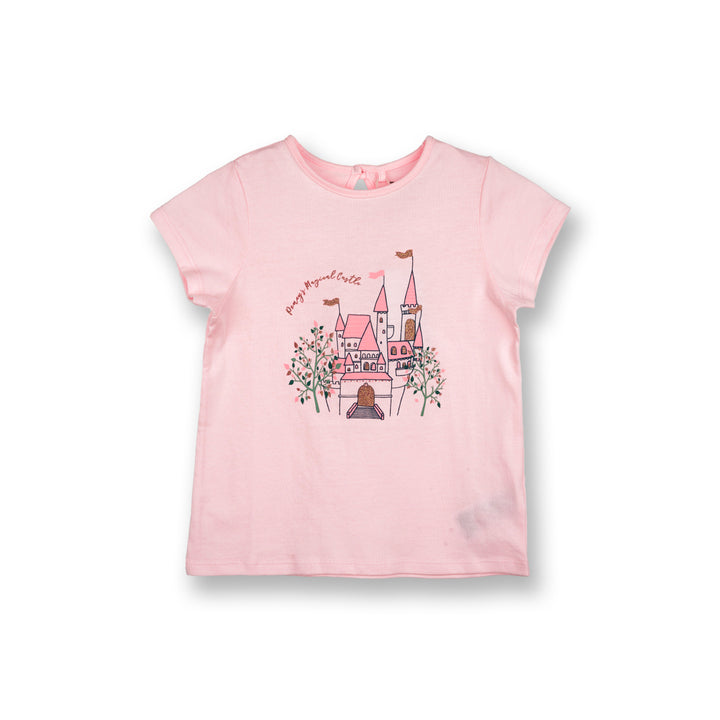 Poney Girls Light Pink Poney's Magical Castle Short Sleeve Tee