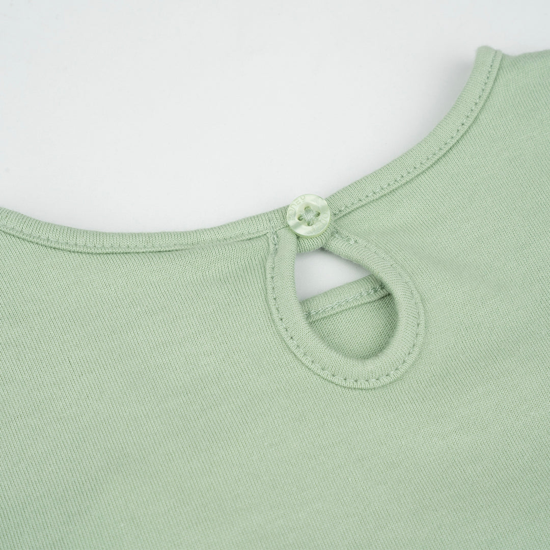 Poney Girls Green Fancy Scarf Kitty Short Sleeve Tee