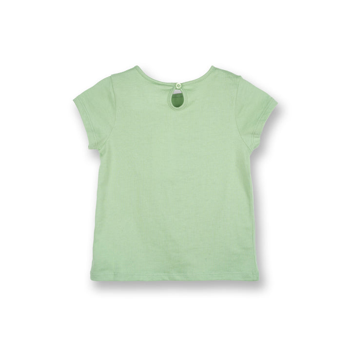 Poney Girls Green Fancy Scarf Kitty Short Sleeve Tee