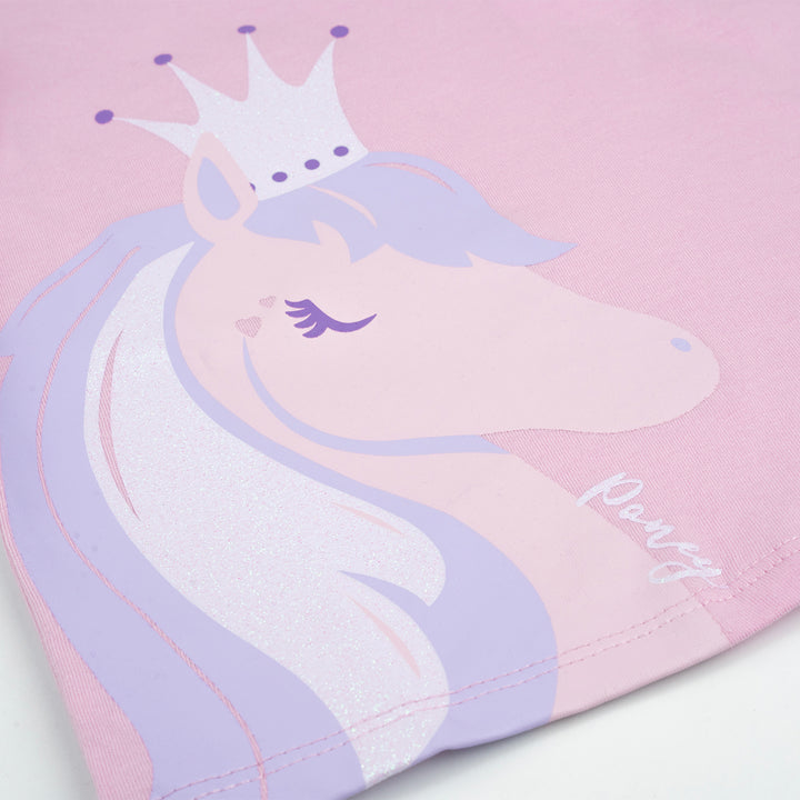 Poney Girls Light Purple Dazzling Unicorn Princess Short Sleeve Tee