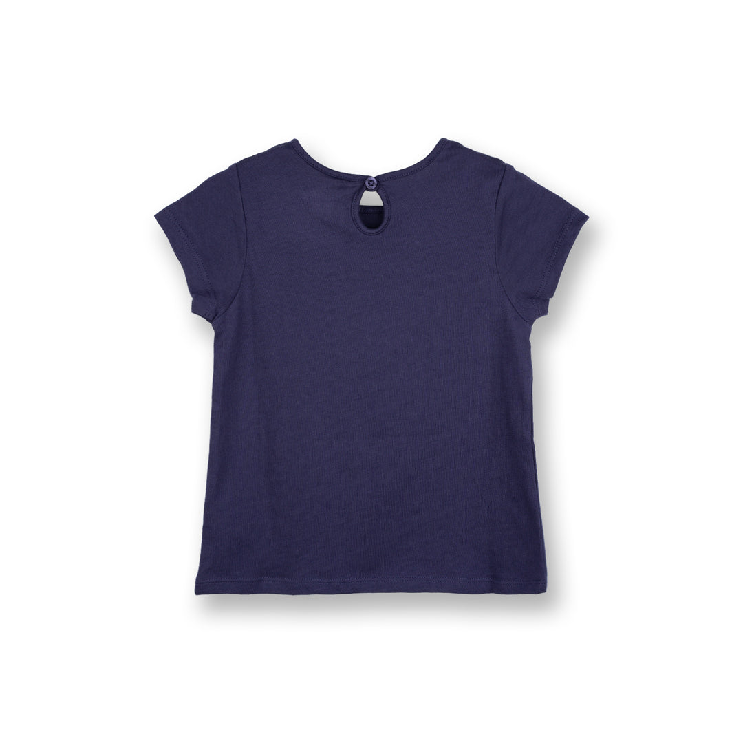 Poney Girls Navy Whitey Lovely Cat Short Sleeve Tee