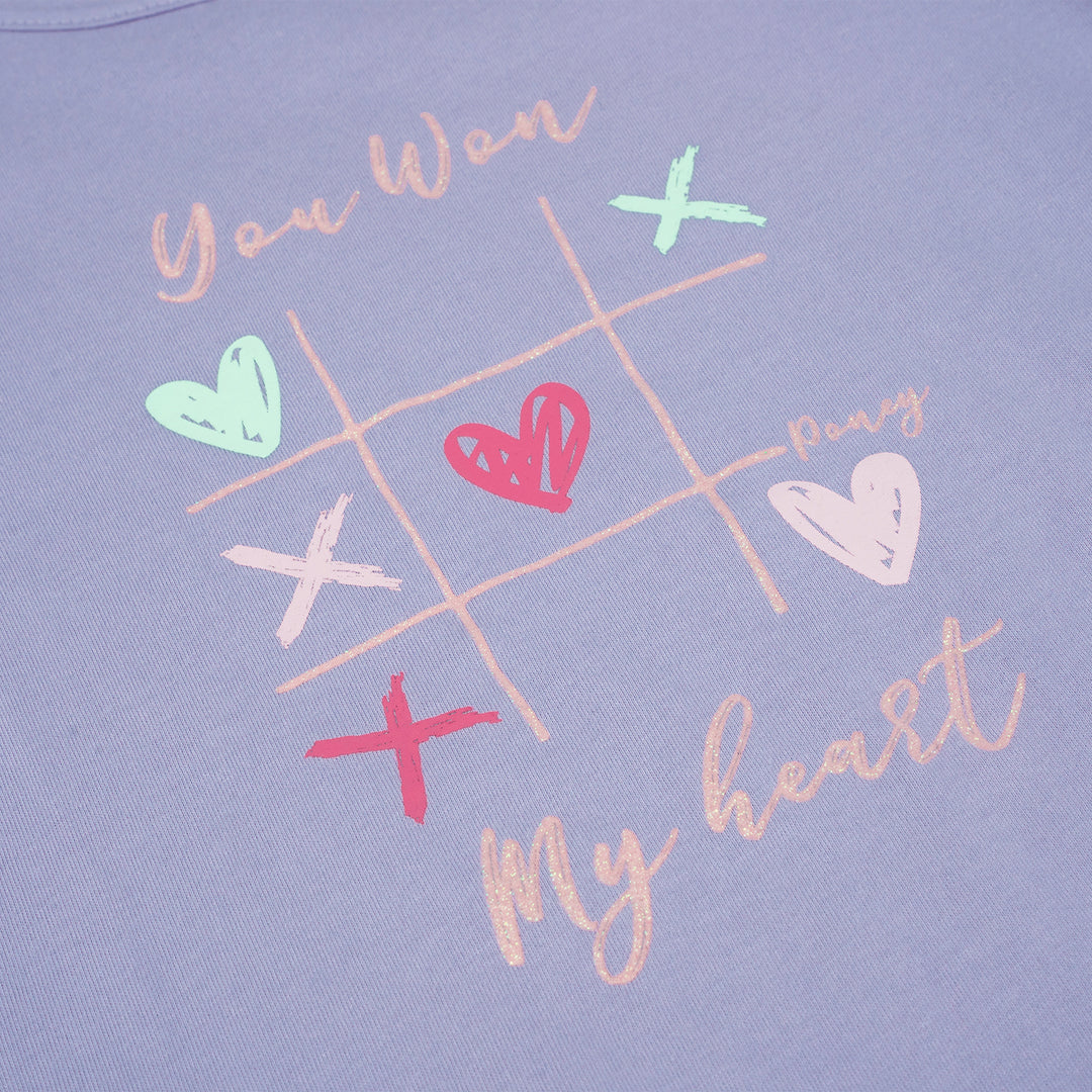 Poney Girls Purple Tic-Tac-Toe Short Sleeve Tee