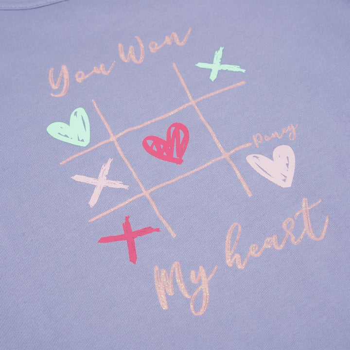 Poney Girls Purple Tic-Tac-Toe Short Sleeve Tee