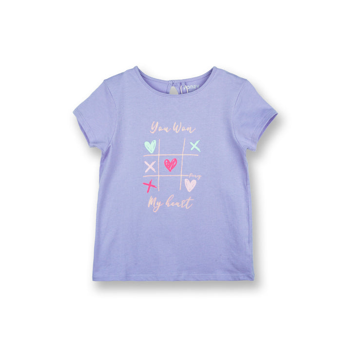 Poney Girls Purple Tic-Tac-Toe Short Sleeve Tee