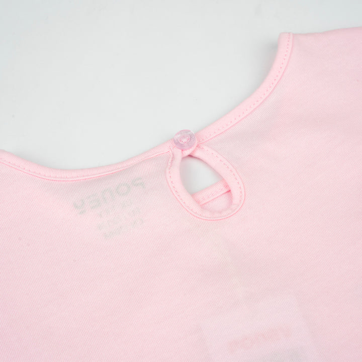 Poney Girls Light Pink Poney Glitter Puzzle Short Sleeve Tee