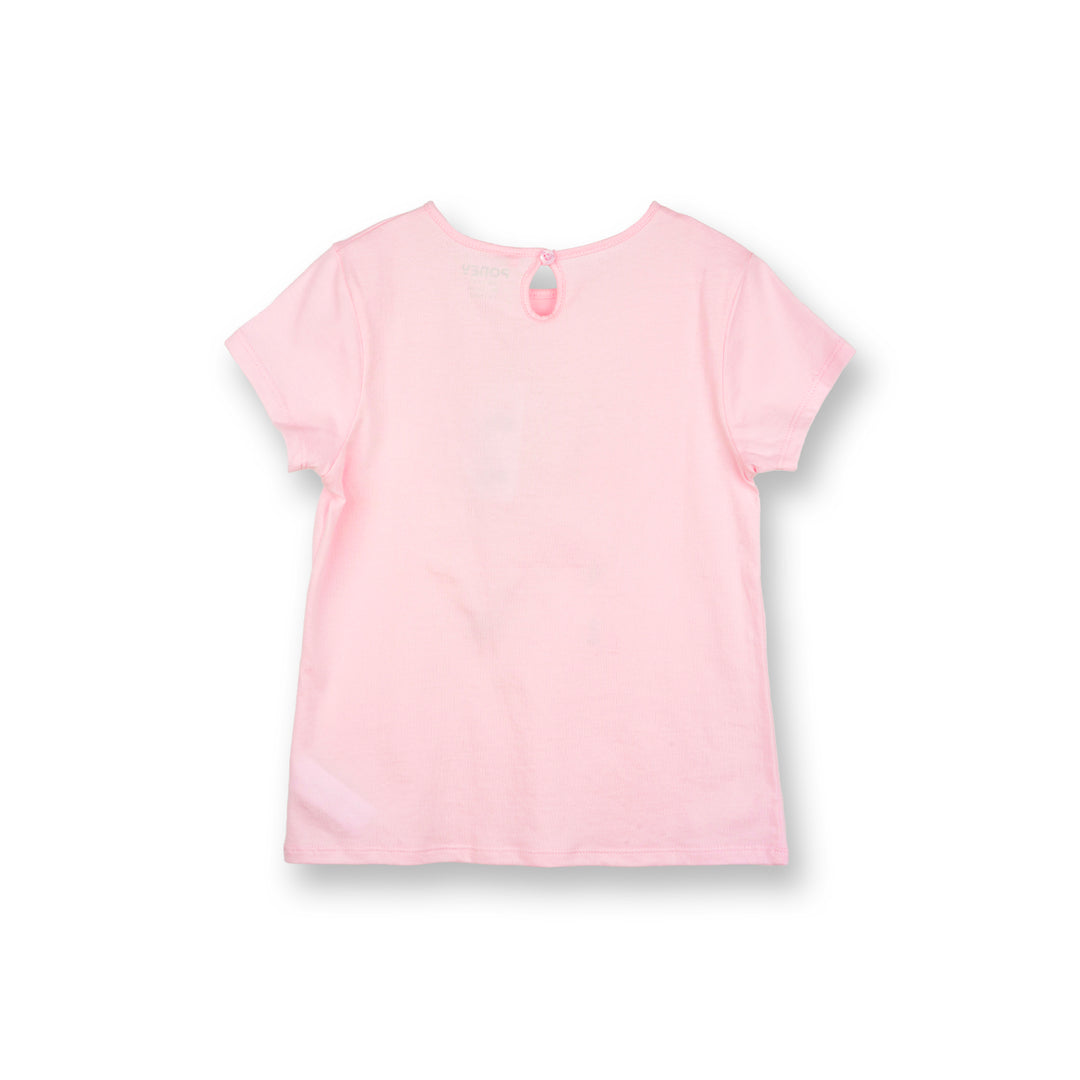 Poney Girls Light Pink Poney Glitter Puzzle Short Sleeve Tee