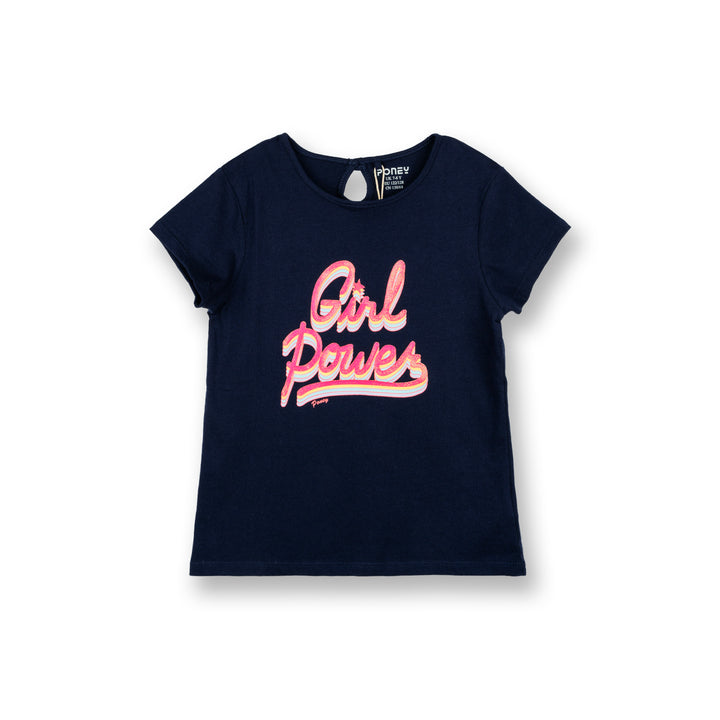 Poney Girls Navy Girl Powers Short Sleeve Tee