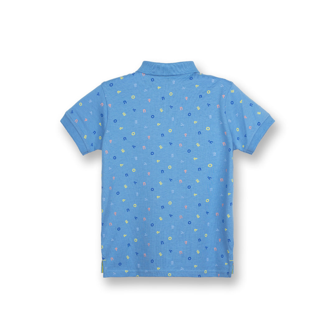 Poney Boys Blue Colourful Logo Short Sleeve Polo