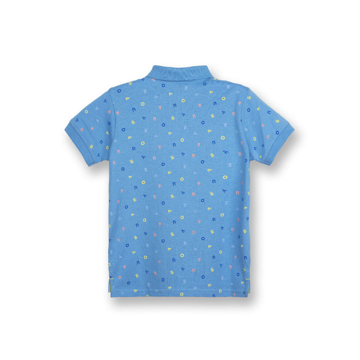 Poney Boys Blue Colourful Logo Short Sleeve Polo