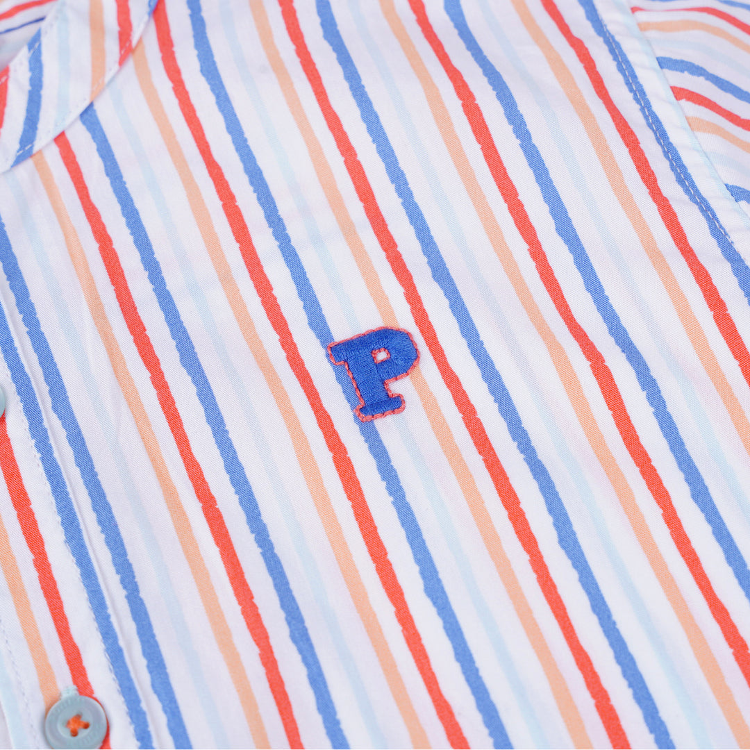 Poney Boys White Dose of Bright Striped Short Sleeve Shirt