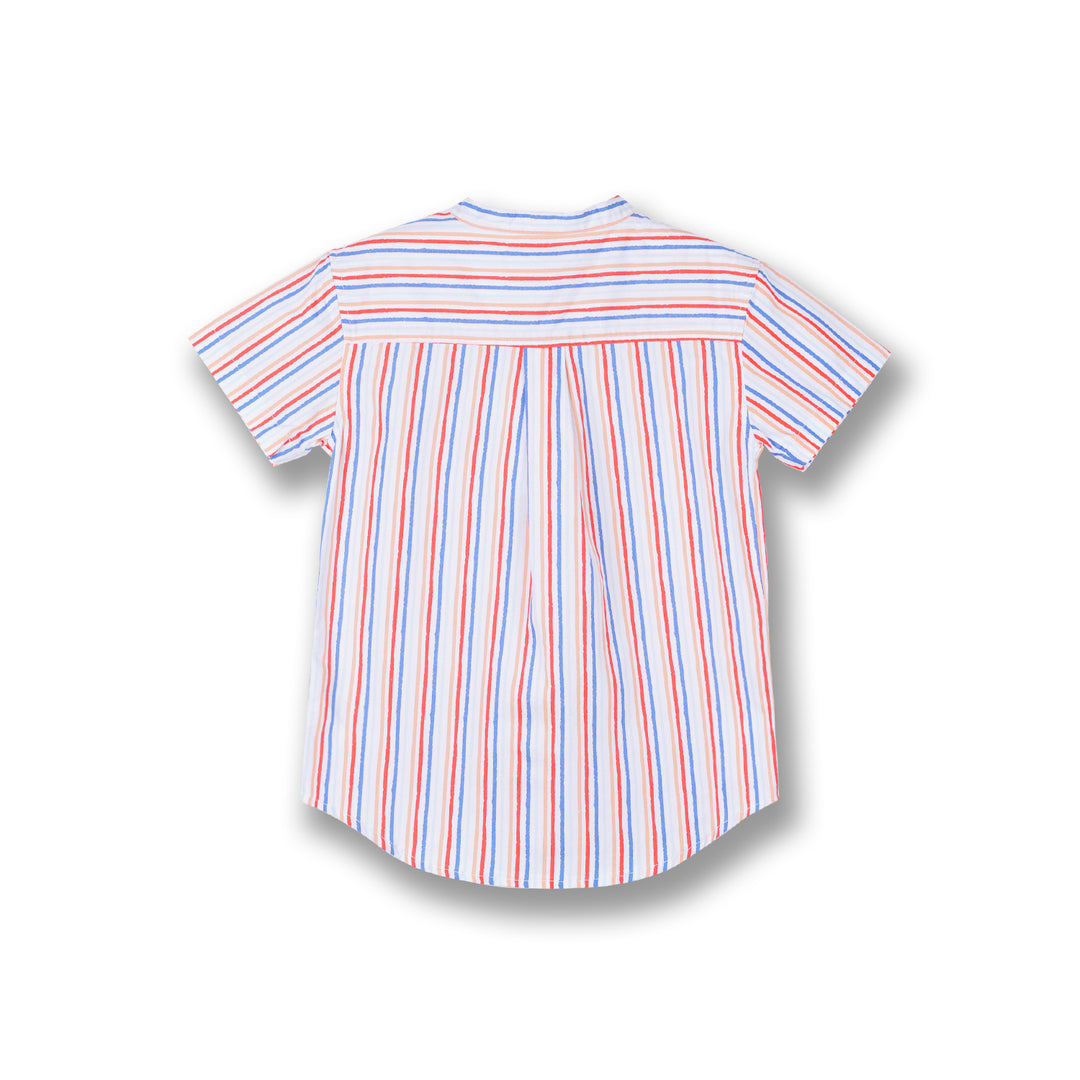 Poney Boys White Dose of Bright Striped Short Sleeve Shirt