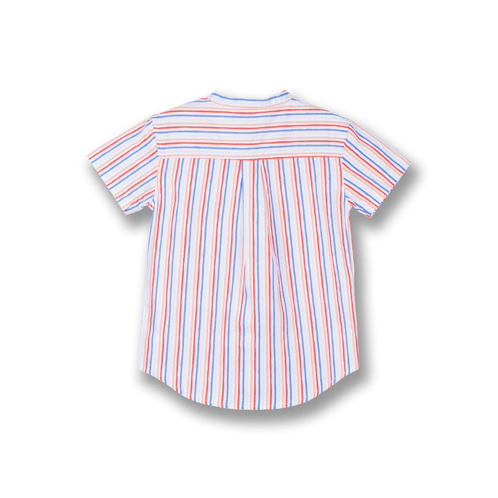 Poney Boys White Dose of Bright Striped Short Sleeve Shirt
