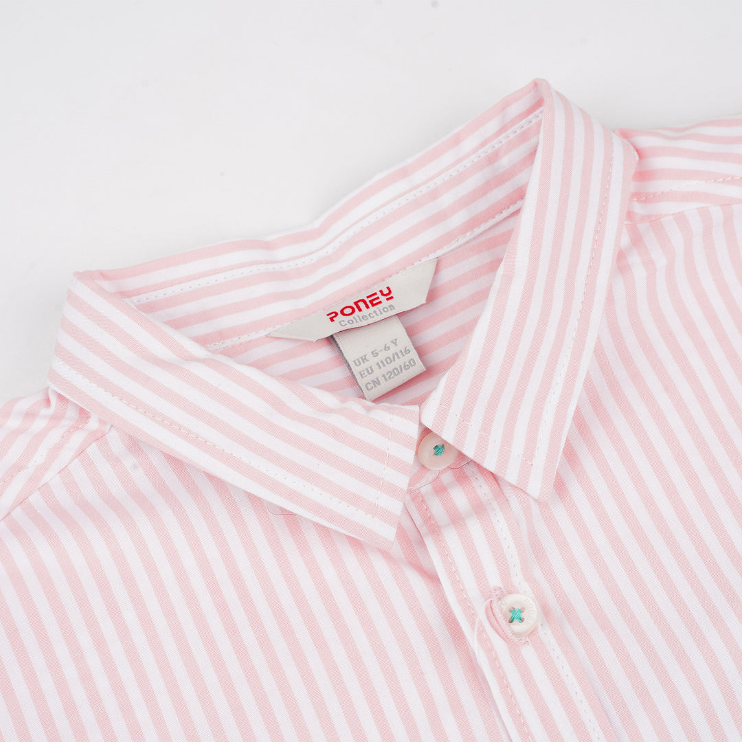 Poney Boys Pink-a-boo Striped Short Sleeve Shirt